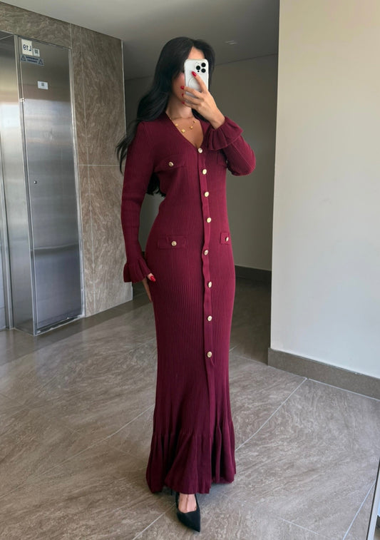 Julia burgundy Triko Dress