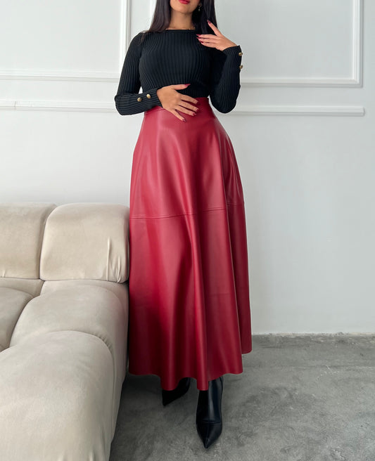 Leather Red skirt