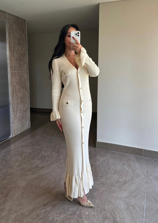 Julia Offwhite Triko Dress