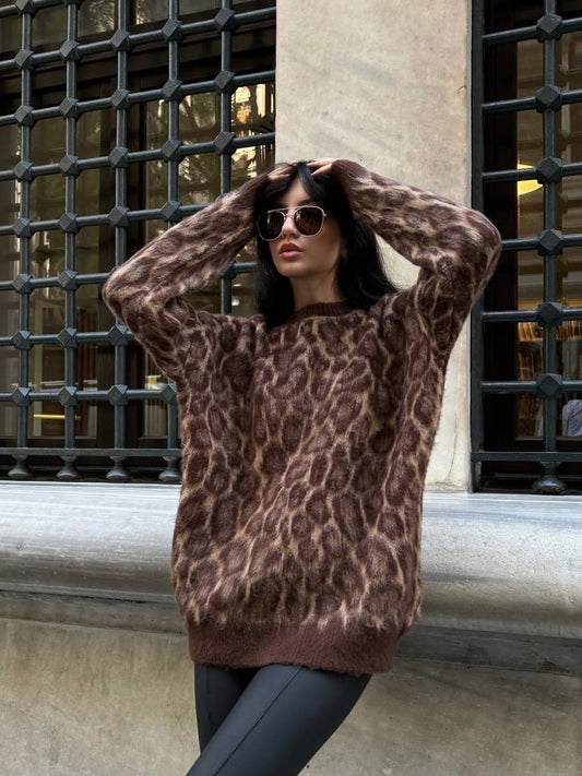 Leopard Brown oversized sweater